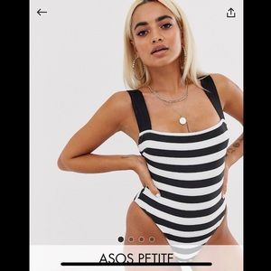 NWT ASOS Petite Square Neck Stripe Swimsuit